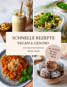 Cover ebook zeigt 4 vegane Gerichte